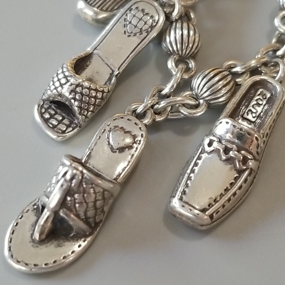 Brighton "SHOE LOVE" Detailed Silver Sandal, Slide, & Loafer 6-Charm Bracelet 👠 - Picture 12 of 16